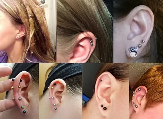 Black Pairs of Unisex Stainless Steel 16 Gauge Barbell Ball Studs