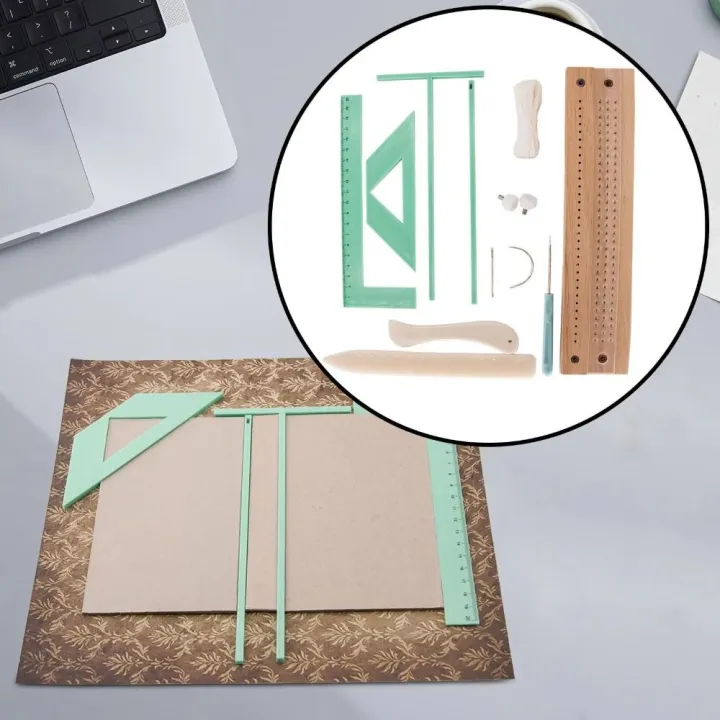 DIY Hand Bookbinding Bookbinding Ruler Set Cutter Guide Punching Tool ...
