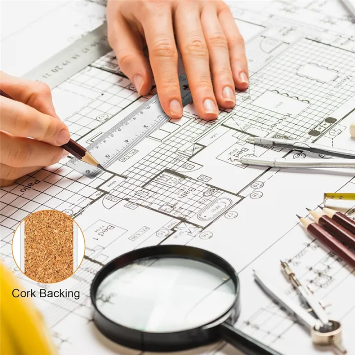 NCANRUI%203Pcs%20Cork%20Backed%20Ruler,6%20Inch%20Metal%20Ruler,Non%20Slip%20Metal%20Ruler%20with%20Cork%20Backing,%20Straight%20Edge%20Ruler%20for%20Office%20School%20-%20Image%202