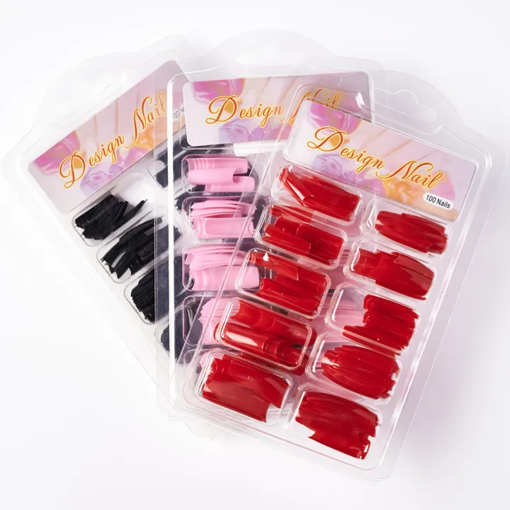 100pcs%20Finished%20French%20Semi-Patch%20Nail%20Red%20Pink%20Black%20Reusable%20False%20Nails%20Wearable%20Artificial%20DIY%20Press%20On%20Coffin%20Nail%20Tip%20-%20Image%202