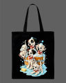 Cute Dalmatian Puppies Bathing Graphic Printed Canvas Tote Bag– Eco-Friendly Cotton Shoulder Shopping Bag-White, Black. 