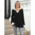 Women's V Neck Sweaters Black XXL. 