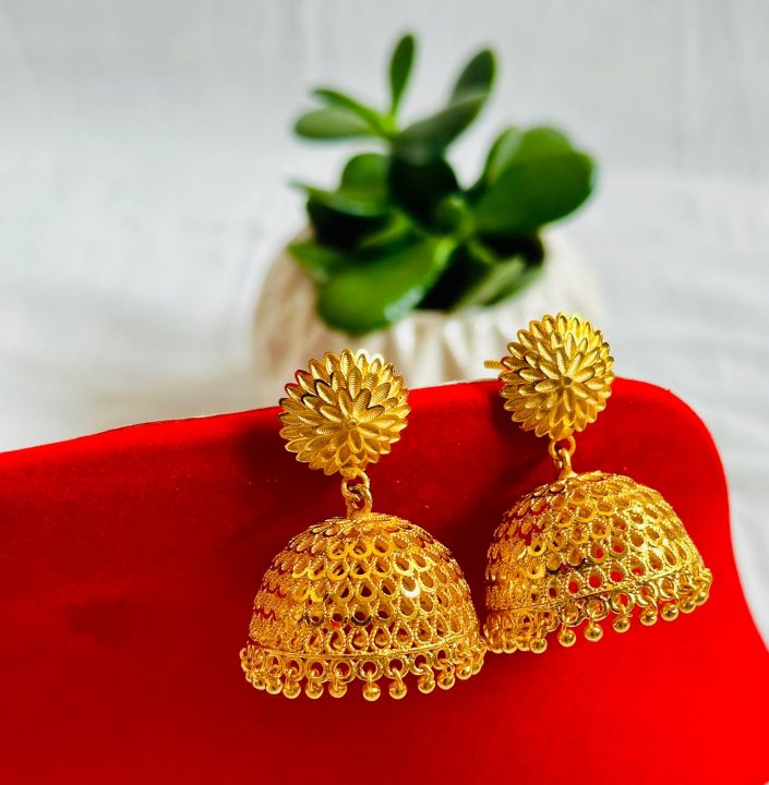 Gold Plated Pinjara/ Pinjada Earring Small Jhumka For Girls And Women