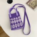 New mobile phone bag knitted bag candy color large capacity tote bag student diagonal bag wool bag spot wholesale. 