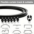 ARELENE Flexible Bendable Curtain Track, Ceiling Wall Mounted, Black Curved Heavy Duty RV Sliding Curtain Track 2Meter. 
