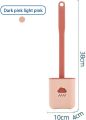 Wall Mount Silicone Toilet Bathroom Brush With Holder Stand - Pink. 