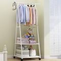 Triangle Simple Clothes Hanger Stand Storage Rack Coat Rack With Wheels. 