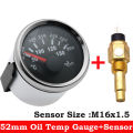 NEW 【Innovative design】Ad 52mm Oil Temperature Gauge 50-150 鈩?120-300鈩?Oil Temp Meter Sensor M16x1.5 For Car Truck Marine Boat Oil Temp Meter 12v 24v. 