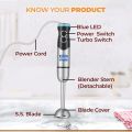 Kent Ss Hand Blender 450W | Variable Speed Control | Turbo Switch For Fast Blending. 