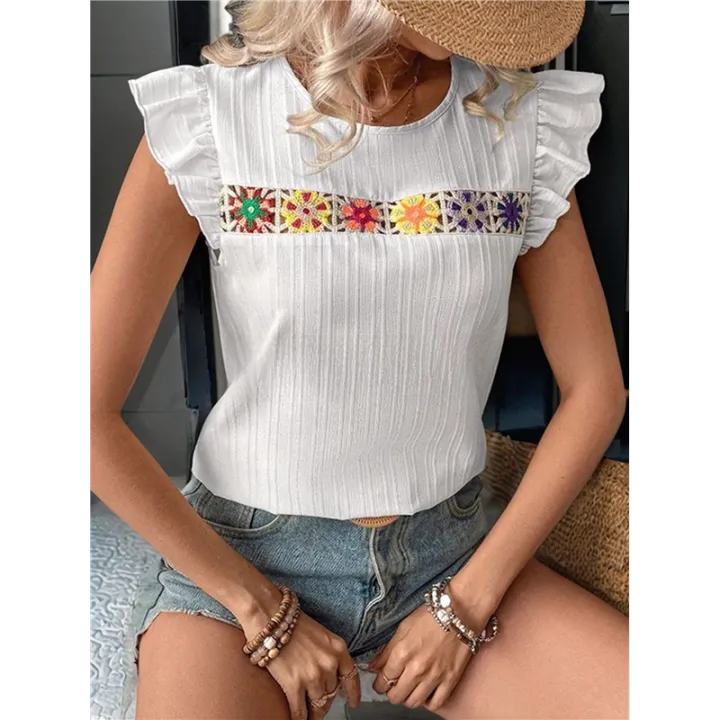 Women's%20Floral%20Embroidery%20Blouse%20White%20XL%20-%20Image%205