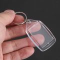 Clear Acrylic Plastic Blank Keyrings Insert Passport Photo Keychain Keyfob. 