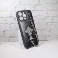 Masala Beads Metal Chrome Hearts Cross Leather Design With Chain Strap Stylish Emo Punk Fashionable TPU Soft Phone Case Cases Iphone Phone Cover. 