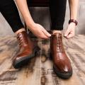 Atozfoothouse Remember Brown Brogue Derby Casual Leather Half Boots For Men(Yk-412). 