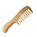 OUMERY Wide Tooth Natural Sandalwood Hair Comb- No Static Wooden Detangling Comb with Smooth Handle for Thick Curly Wavy Hair. 