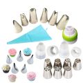 Cross-border new Russian piping nozzle full set of 13 pieces 22 pieces stainless steel nozzle set baking mold utensils. 