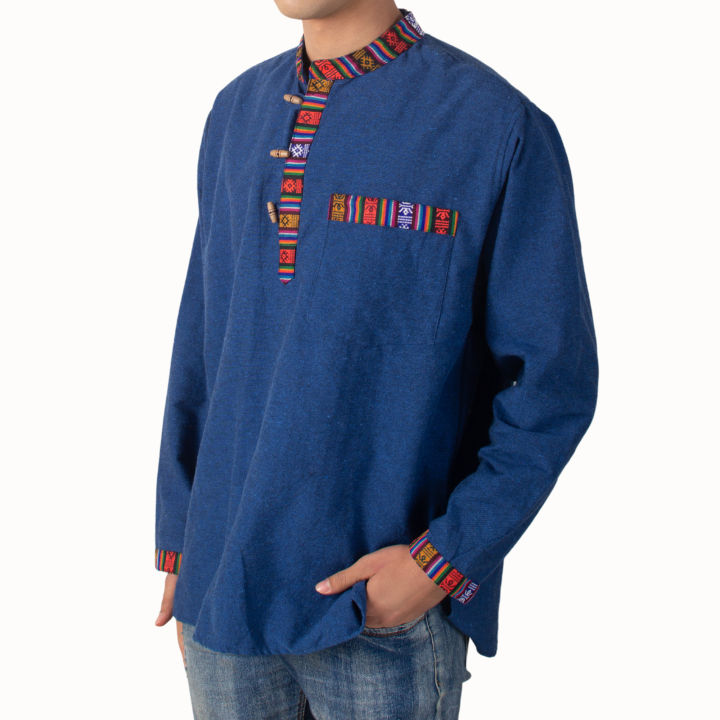 Binay%20Embroidery%20Blue%20Nepali%20With%20Bhutani%20Borderd%20Kurta%20Shirt%20For%20Men%20-%20Fashion%20%7C%20Men's%20Wear%20%7C%20Kurtha%20Shirts%20%7C%20-%20Image%203