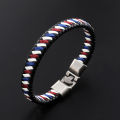 【Exclusive Offer】New Style Bracelet Men's Summer 2021 Charm Woven Leather Bracelet Multi-color Pattern Alloy Hidden Buckle Bracelet for Women. 