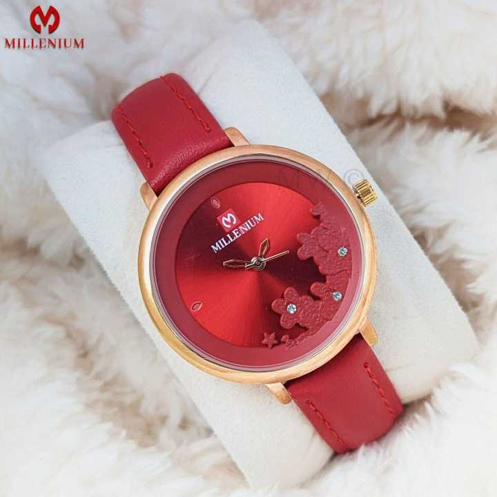 Millenium MW58112 Elegant waterproof Floral Design Quartz Watch for Women - Red