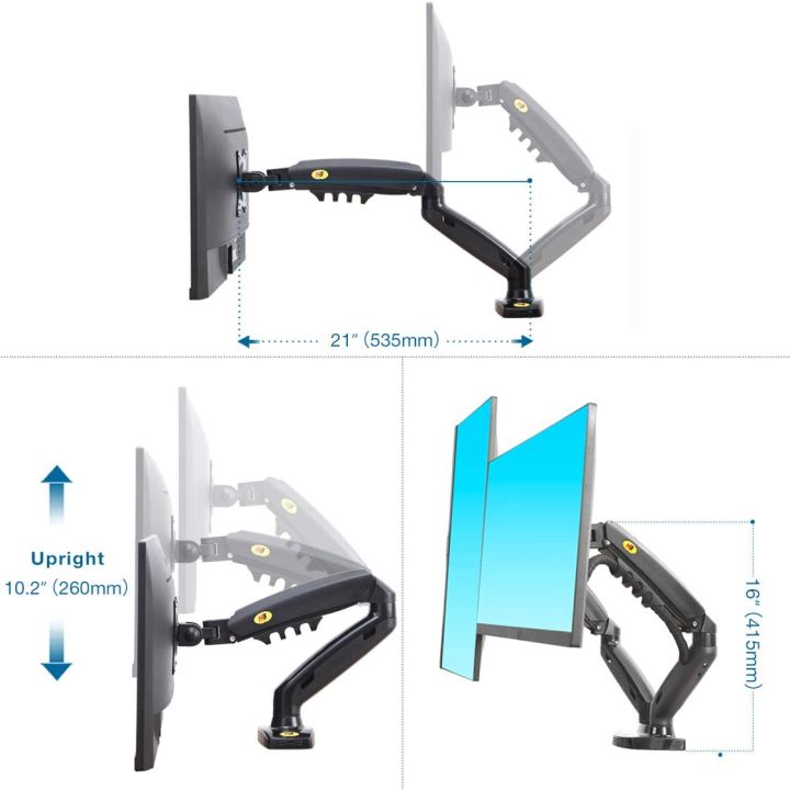 Dual%20Monitor%20ARM%20Desk%20Mount%20NB%20F160%20Full%20Motion%20Swivel%20Computer%20Monitor%20Arm%20For%20Two%20Screens%2017-27%20Inch%20360%20Degree%20Motion%20Heavy%20Duty%20Black%20-%20Image%205