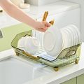 New Diversion Drain Bowl Rack with Drain Hole Transparent Kitchen Sink Storage Rack with Drainboard Large Capacity Bowl Storage Rack. 