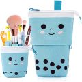 Standing Pencil Case Cute Telescopic Pen Holder Kawaii Stationery Pouch for Students Women Teens Girls Boys (PURPLE). 