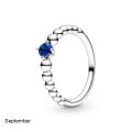 2023 New 925 Silver 12 Months Colorful Birthstone Beaded With Crystal Pandor Rings For Women Birthday Gift Fine Jewelry. 