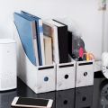 Sturdy Cardboard Magazine Holder Waterproof Magazine Storage Box Book Bins Desk File Holder Organizer. 