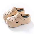 New height increasing thick soled perforated shoes summer women home slippers for wearing outside anti slip and anti collision Baotou beach sandals. 