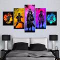 5 Piece Panel Wall Hang Anime Crossover Wall Hang Canvas Print With Wooden Back Frame by Om Suva Trades. 
