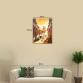 Single Panel Golden Galli Painting Of Traditional Newari Culture Matte Cotton Canvas Print Tightly Wrapped In Wooden Frame | 24 inch X 18 inch. 