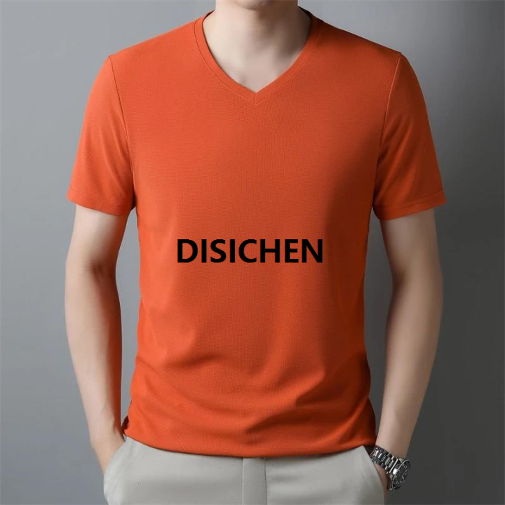 DISICHEN%202024%20Men's%20New%20Waffle%20V%20Neck%20Short%20Sleeved%20T-shirt%20Comfortable%20Top%202025%20New%20-%20Image%205