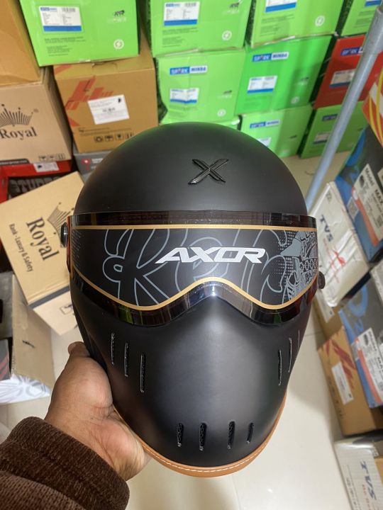 Axor Rouge AXOR Retro Rouge Dull Black Full Face Motorcycle Helmet | Daraz.com.np