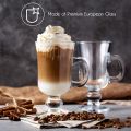 Irish Glass Coffee Mugs, Latte Cups, Set Of 6 Pieces Cappuccino And Hot Chocolate Mugs With Handle, Clear Glass Mugs For Hot Beverages. 