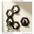 Formica laminated Hexagon Honeycomb Wall rack for Home Decor , Living Room & Office - 5 pc set  - Best Quality - By Supreme Decor. 