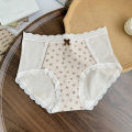 6794# can wear 200 kg 10A bacteriostatic mesh spliced underwear, women's lace jacquard bow mid-waist briefs. 