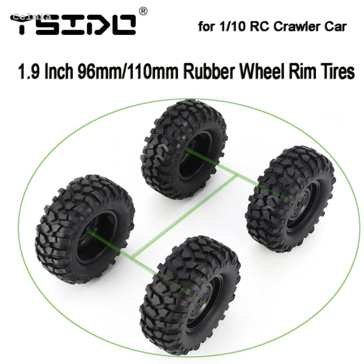 Celmia 4Pcs 1.9 Inch 96mm/110mm 1/10 RC Crawler Car Rubber Wheel Rim ...