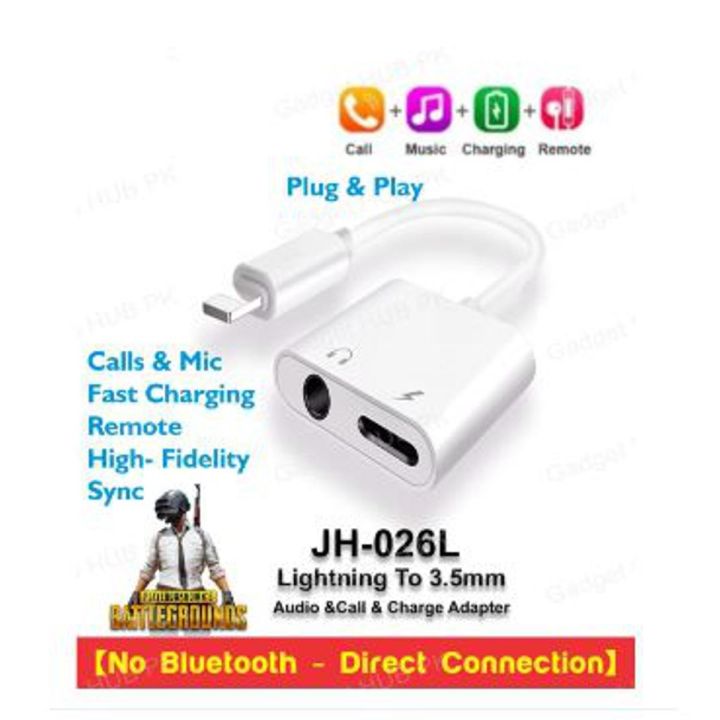2in1 ADAPTER JH-026L LIGHTNING TO 3.5MM PUBG AUDIO & CALL & CHARGE ADAPTER