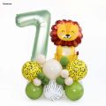 Aweisuan 35pcs/set Jungle Safari Animal Olive Green 32inch Number Balloons Luxury Set Kids 1 2 3 4 Years Wild One Birthday Party Decorations. 