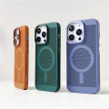 Ultra-thin Cooling Mesh Magnetic Matte Hard Steel Magnetic Shockproof Case for iPhone 15 13 12 14 11 Pro Max. 