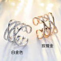 【Mega Ring Rose Gold Plated Diamond Zircon Multi-layer Ring Women's Elegant Fresh Ring Index Jewelry. 