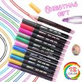 Outline Pen Marker, Multicolor Set Of 12 Glitter Shades (Pigment Ink, UV Resistant, Waterproof). 