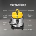 KENT - KSL-612 Wet and Dry Vacuum Cleaner 1200-Watt (Silver, Yellow). 