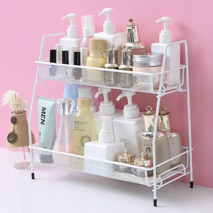 Spice Rack Organizer for Countertop 2 Tier Bathroom Bedroom Shelf Small Storage Rack