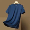 Source manufacturer: Ice Silk Men's Quick Drying Short Sleeve T-Shirt, Summer High Elasticity Ice Feeling Breathable Top, Cross-border Factory Wholesale. 