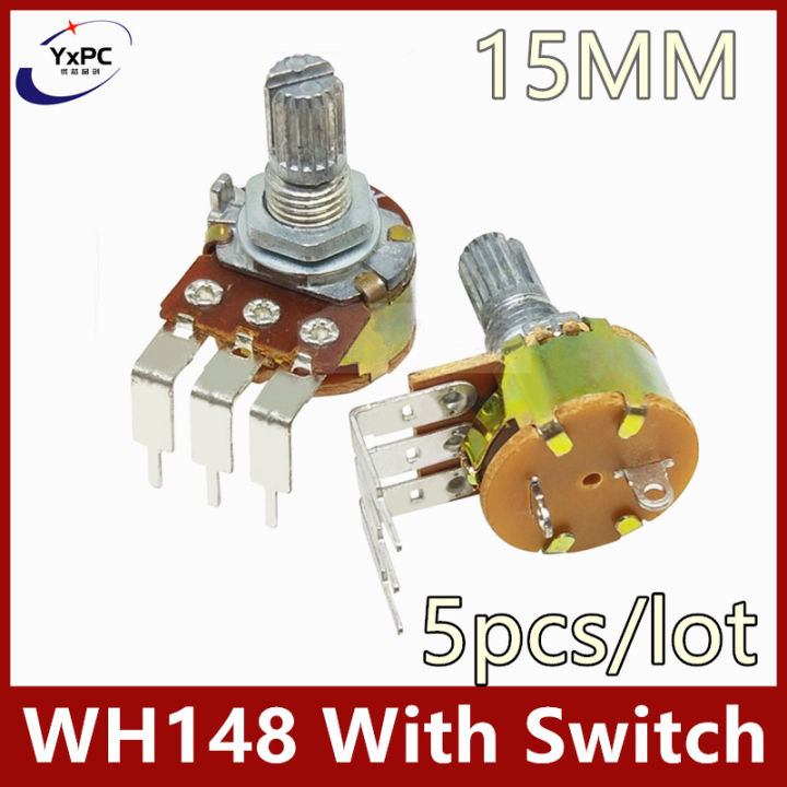 5pcs WH148 Potentiometer with Switch 3pin 50K 100K 250K 500K 1M 1K 2K ...