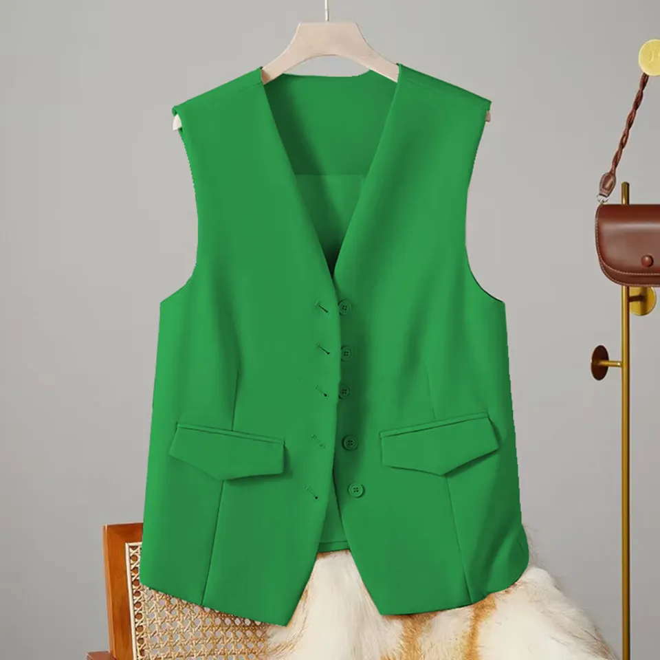 Button Down Vest Women's Blazer Vest Sleeveless - V Neck Button
