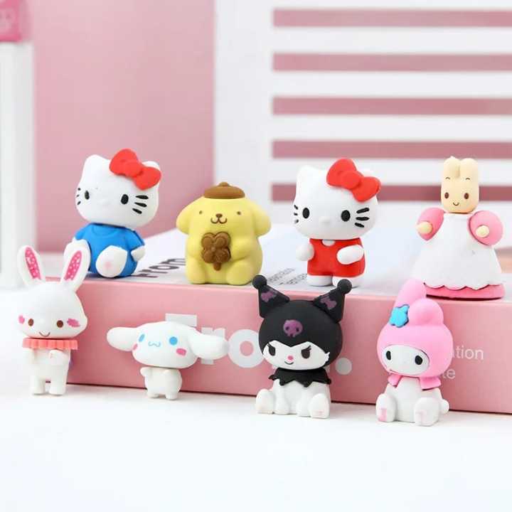 MASALA COTTAGE -4 Pc Sanrio Cartoon Melody Kuromi Eraser Cute Writing Drawing Pencil Erasers Stationery For Kids Gifts School Supplies