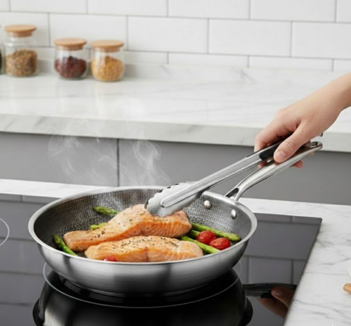 Honeycomb%20Structure%20Hex%20Design%20Non-stick%20%20Fry%20Pan%2024%20cm%20Stainless%20Steel%20-%20Image%202