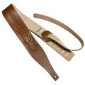 Leather Guitar Strap Instrument Accessories, Brown Flame Style. 