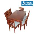 Sunrise Furniture 6-Seater Wooden Square Top Dining Table - Walnut. 